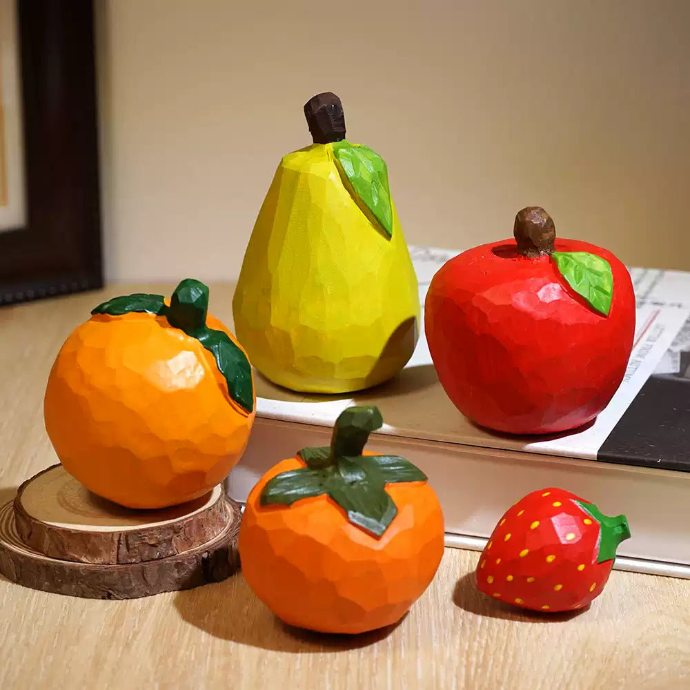 Hand-Carved Faceted Wooden Fruit FantastiKurios