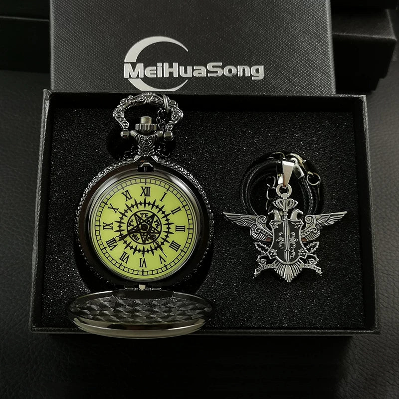 Classic Anime Pocket Watch and Necklace Set
