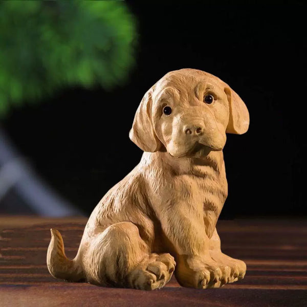Hand-Carved Thuja Wood Golden Retriever