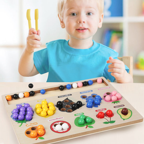 The Fruity Focus Board: Wooden Bead Sorting & Counting Game