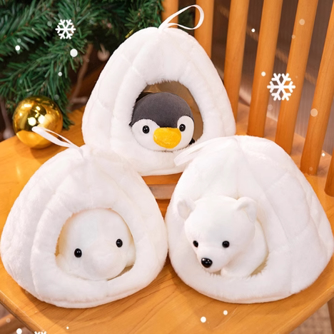 Arctic Animal and Igloo Plush Set