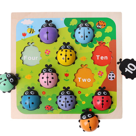 Wooden ladybug counting toy 1-10 number matching puzzle for toddlers