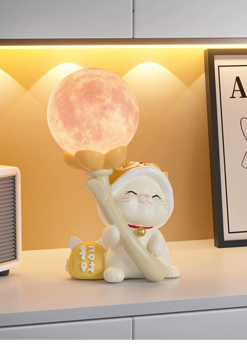 Lucky Cat Moon Night Light and Ornament