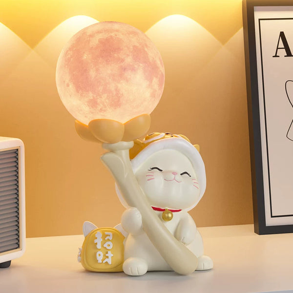Lucky Cat Moon Night Light and Ornament