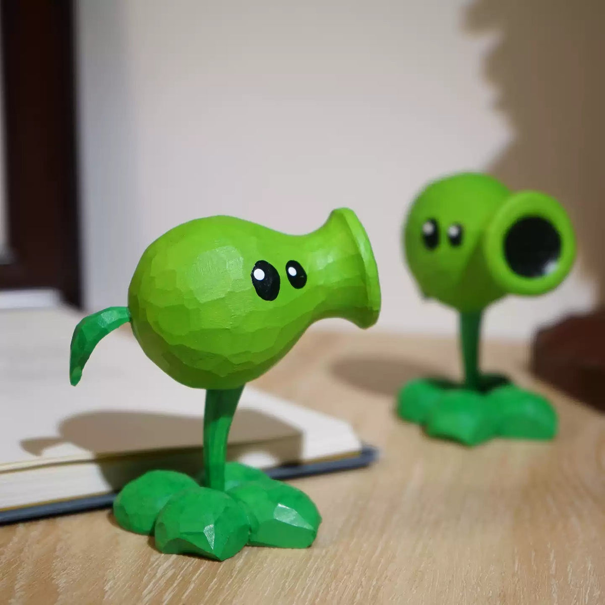 Hand-Carved Wooden Peashooter Figurine FantastiKurios