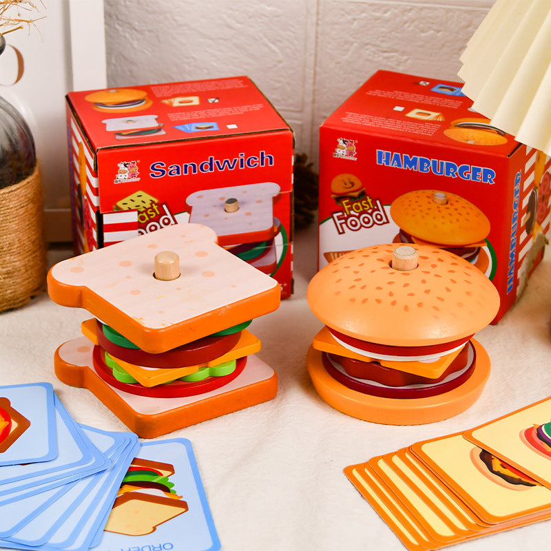 🍔 The Little Foodie's Wooden Fast Food Stacking Set