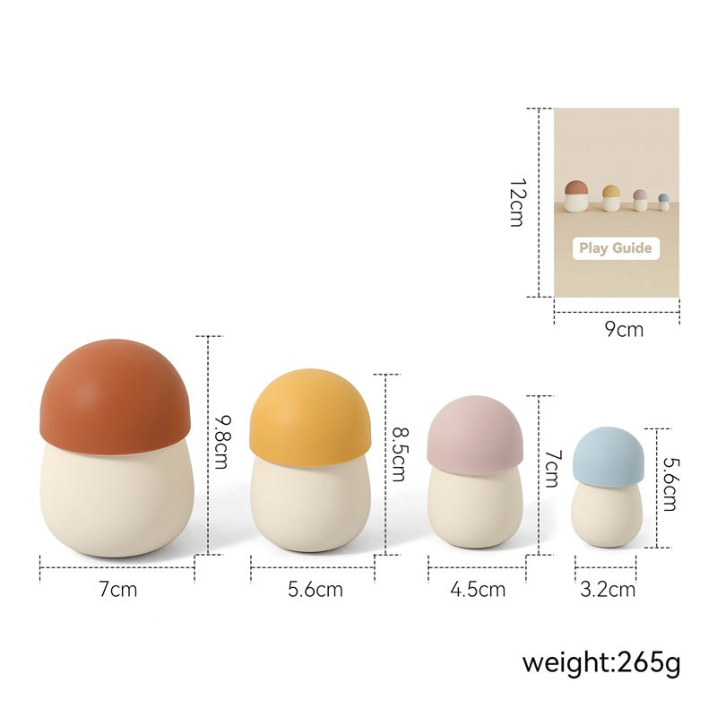 Woodland Nesting Mushrooms – 4-Piece Silicone Stacking Toy