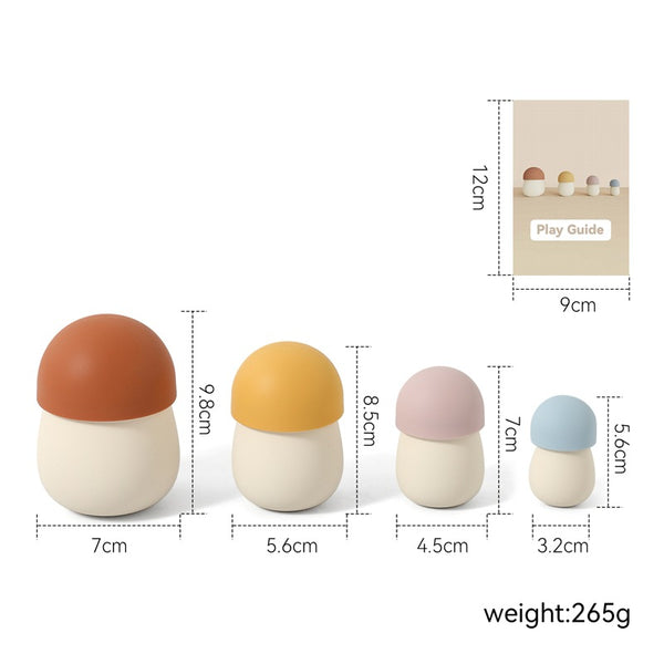 Woodland Nesting Mushrooms – 4-Piece Silicone Stacking Toy