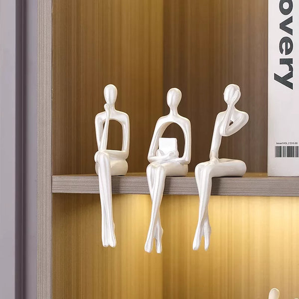 Modern Abstract Thinker Statue Set