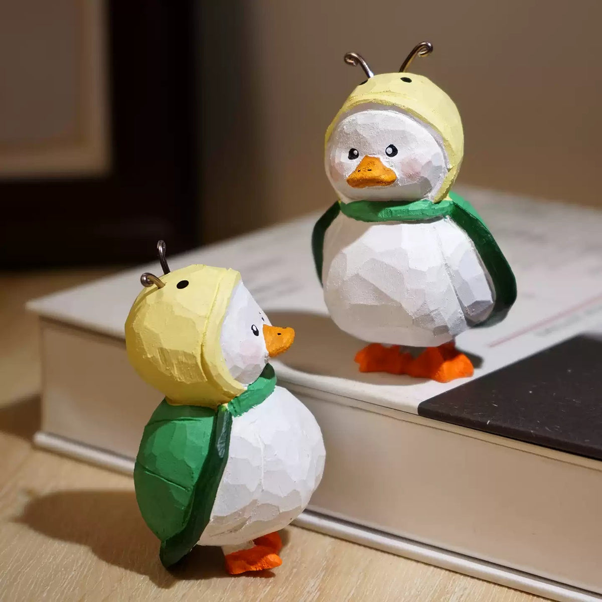 Hand-Carved Wooden Turtle Duck Figurine FantastiKurios