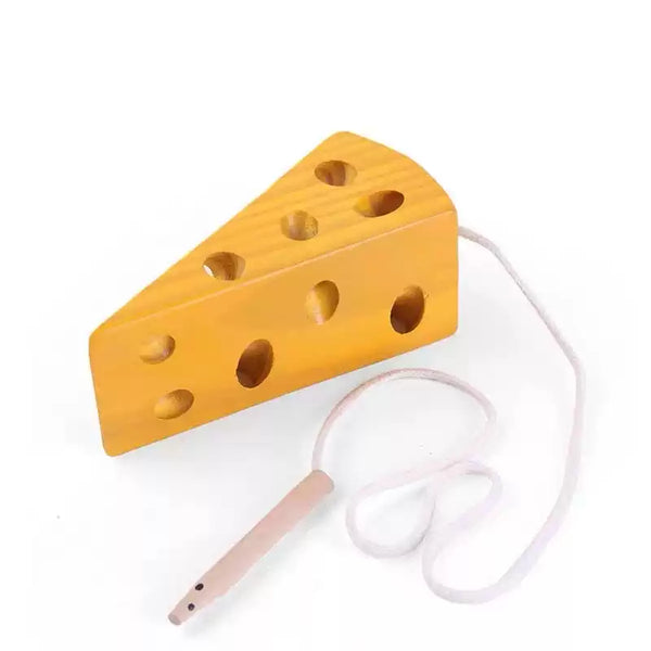 Wooden Cheese & Mouse Lacing Toy