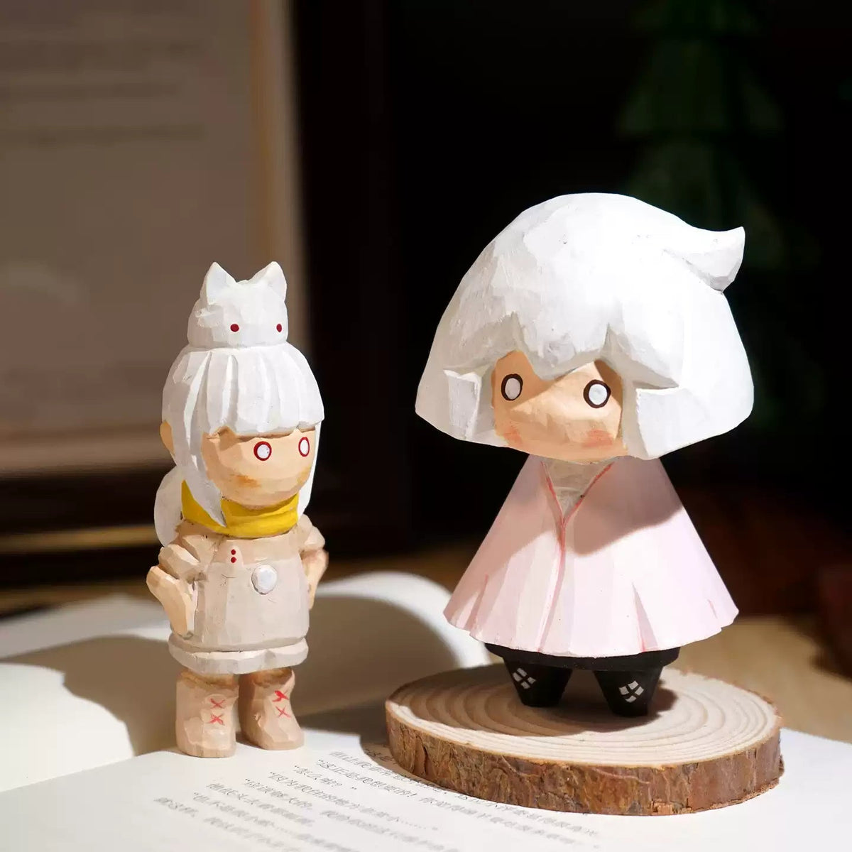 Hand-Carved Wooden Light Children Figurines FantastiKurios