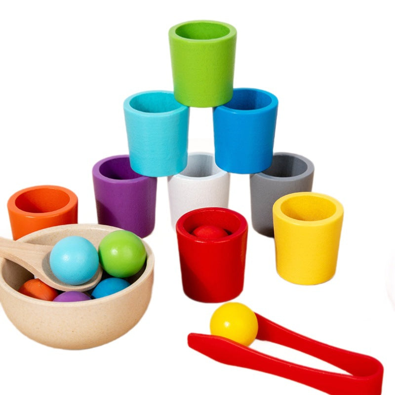 🌈 Montessori Wooden Colour Sorting & Fine Motor Set