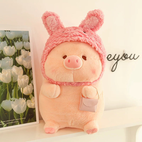 Plush Piglet Doll with Character Hoods