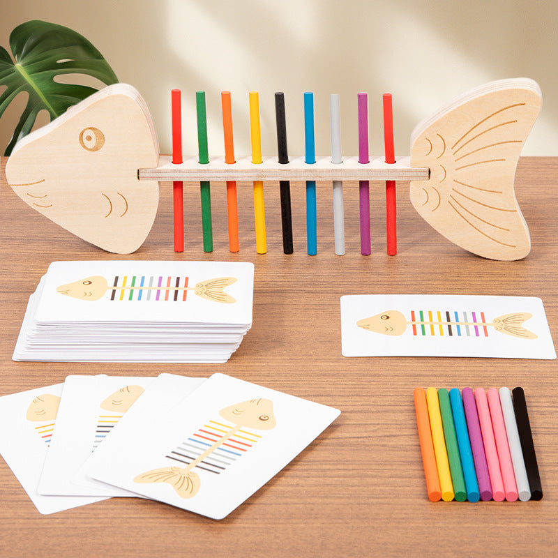 Wooden Fish Bone Color Matching & Fine Motor Skill Set