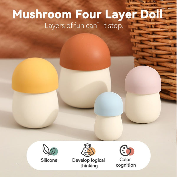 Woodland Nesting Mushrooms – 4-Piece Silicone Stacking Toy