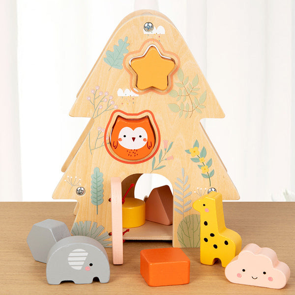 Wooden Forest Wisdom House – Animal & Shape Sorting Activity Tree