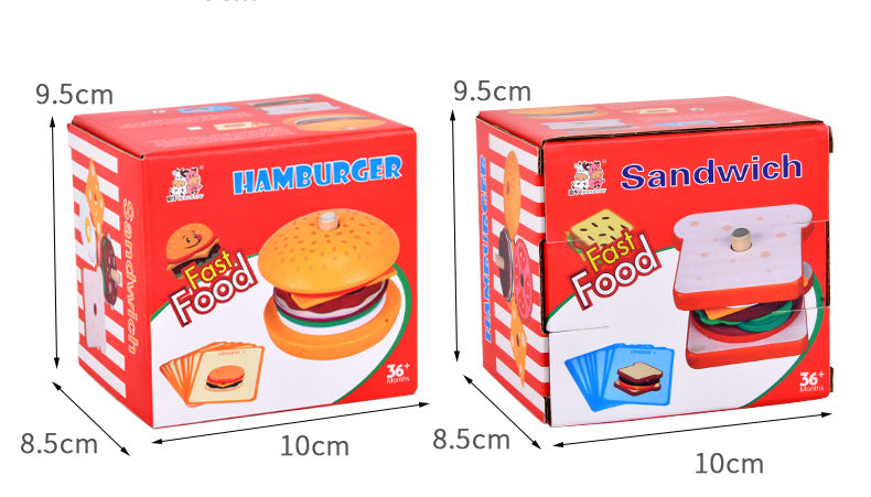 🍔 The Little Foodie's Wooden Fast Food Stacking Set