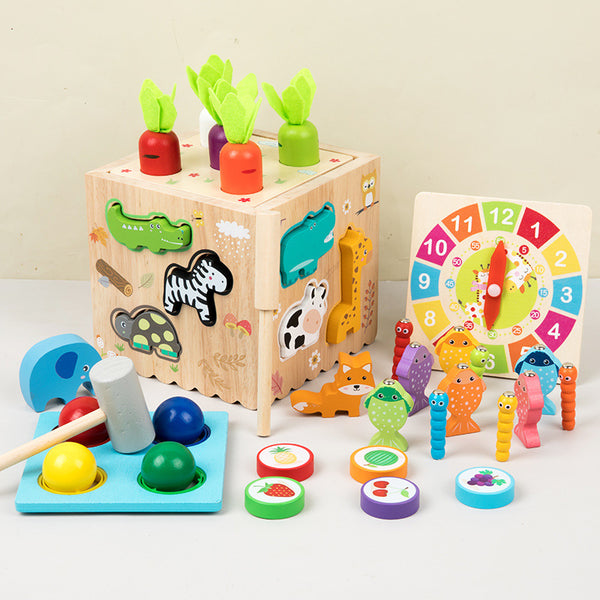 Multi-Activity Wooden Play Cube (8-in-1 Montessori Set)