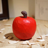 Hand-Carved Wooden Red Apple Desktop Ornament FantastiKurios