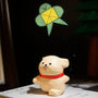 Hand-Carved Wooden Playful Puppy Figurine