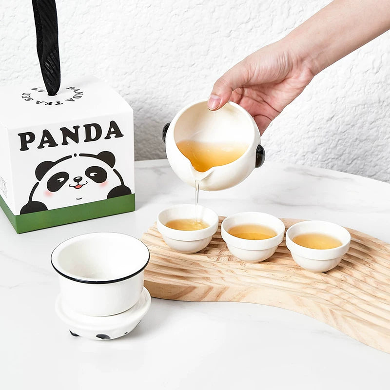 Portable Panda Travel Tea Set with Gift Box