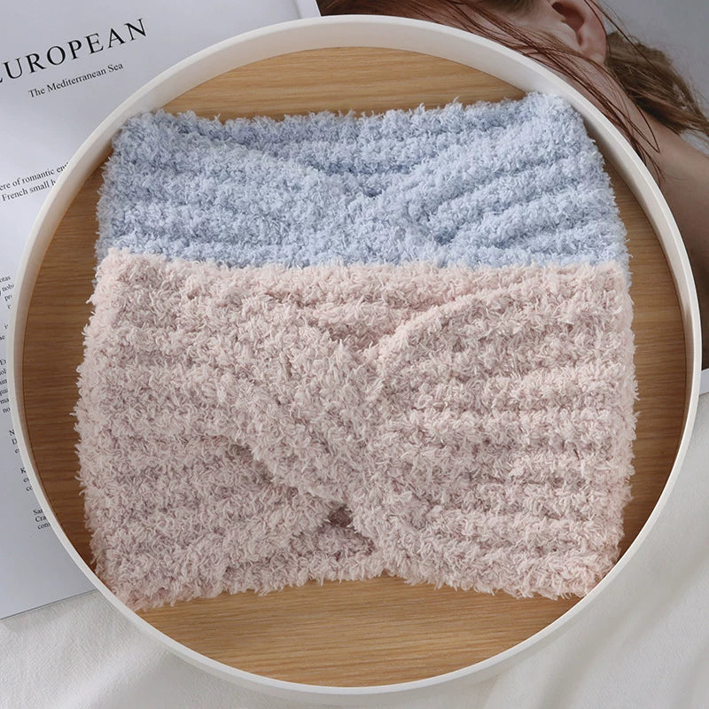 Plush Wide-Brim Cross Knot Hairband