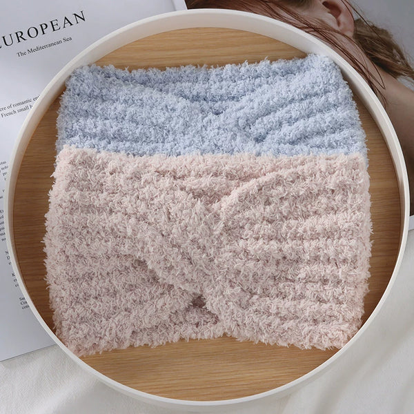 Plush Wide-Brim Cross Knot Hairband