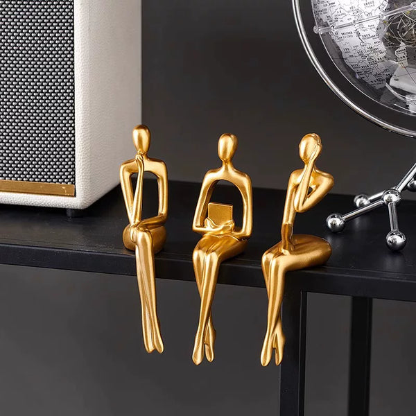 Modern Abstract Thinker Statue Set