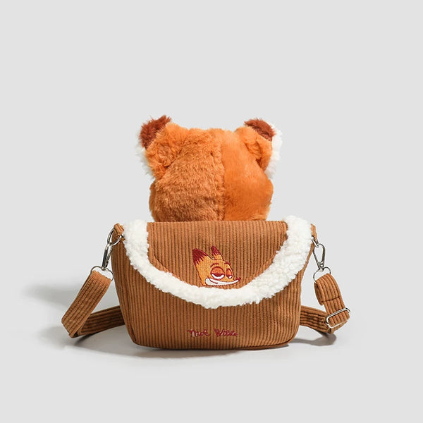 Plush Fox and Rabbit Crossbody Bag