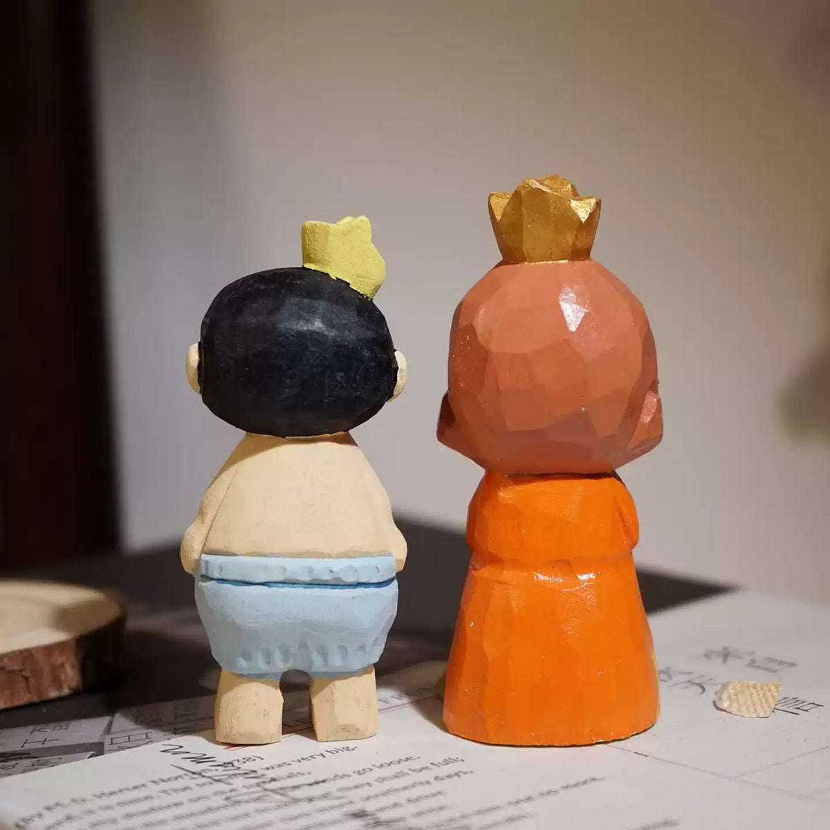 Hand-Carved Wooden Prince & Princess Set FantastiKurios