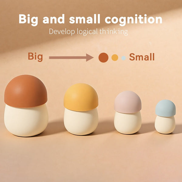 Woodland Nesting Mushrooms – 4-Piece Silicone Stacking Toy