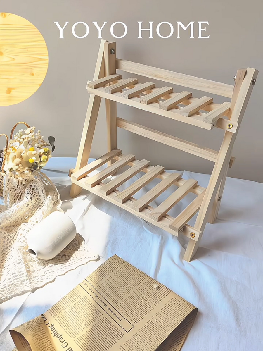 Handmade Foldable Wooden Desktop Organizer