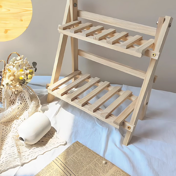 Handmade Foldable Wooden Desktop Organizer