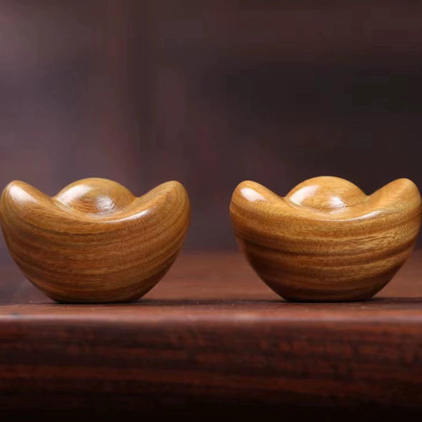Hand-Carved Green Sandalwood Lucky Sycee Ornament