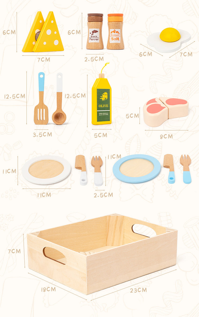 Little Chef's Wooden Kitchen Play Set with Storage Crate
