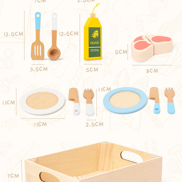 Little Chef's Wooden Kitchen Play Set with Storage Crate