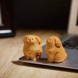 Hand-Carved Basswood Puppy Figurine FantastiKurios