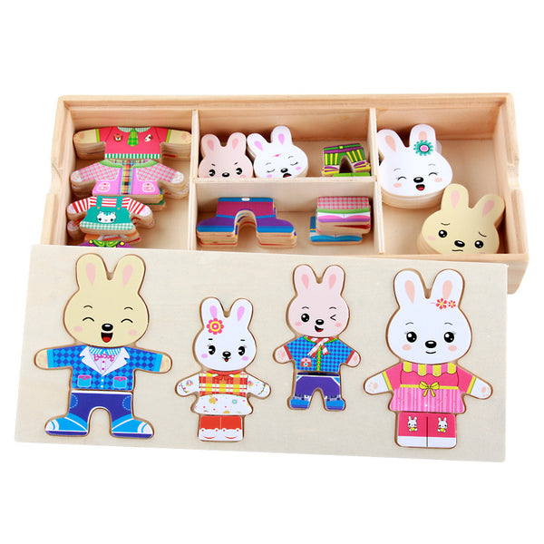 The Wooden Family Dress-Up Puzzle Box