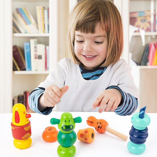 Twist & Play: Wooden Screw Animal Friends (Set of 4)