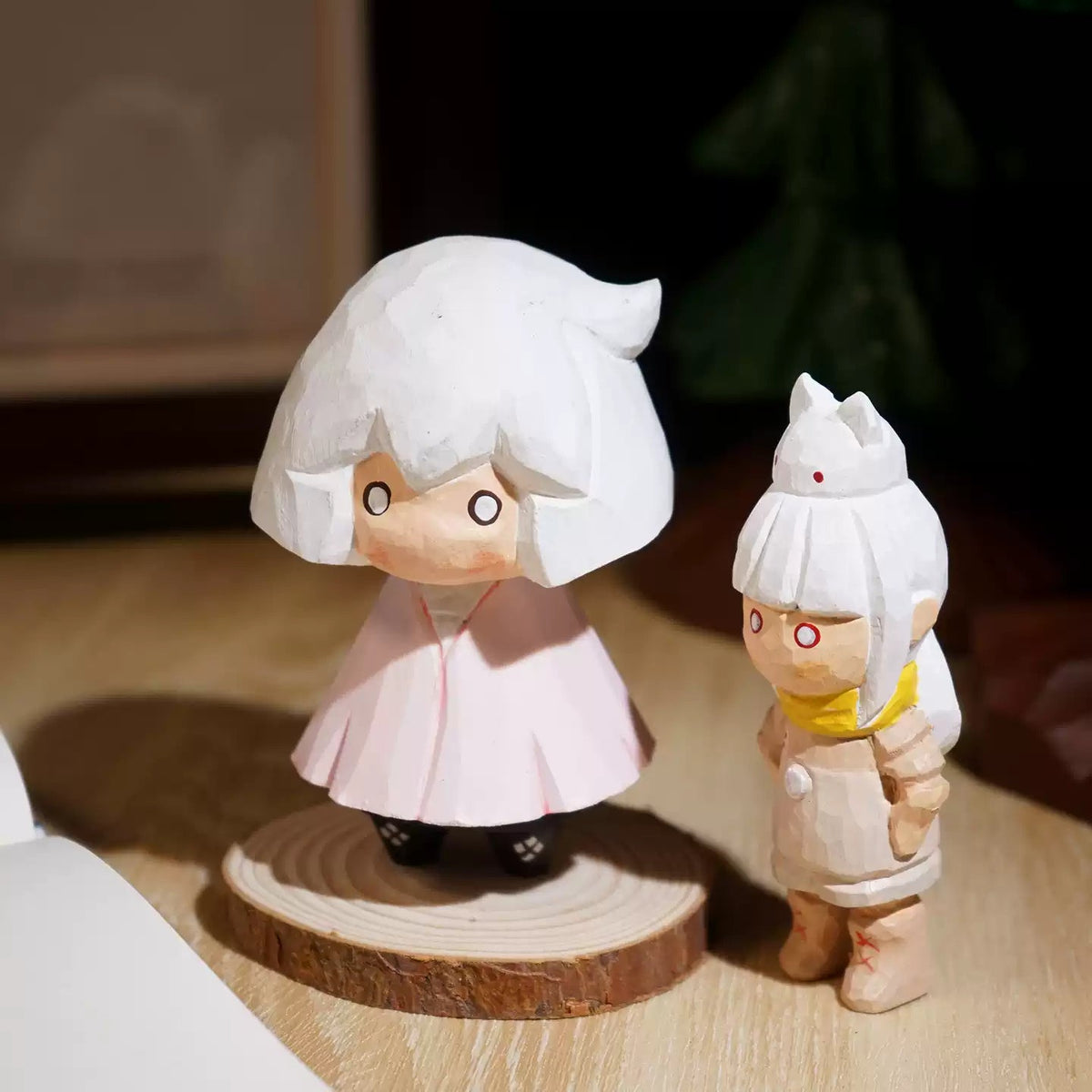 Hand-Carved Wooden Light Children Figurines FantastiKurios