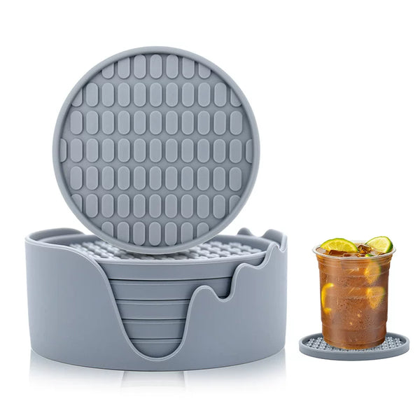 Silicone Coaster Set with Holder