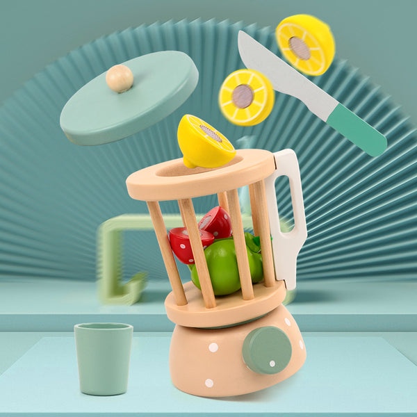 Wooden Smoothie Blender & Fruit Set – Pastel Kitchen Pretend Play