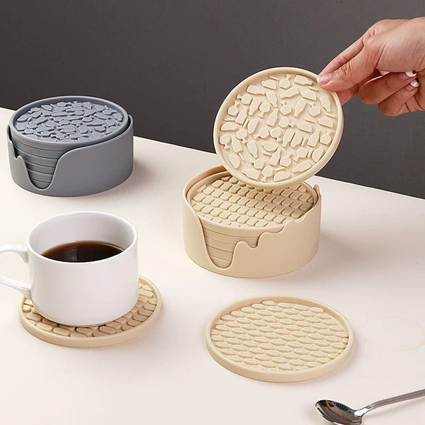 Silicone Coaster Set with Holder