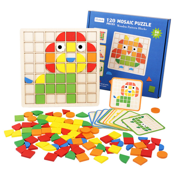 Wooden 3D Mosaic Puzzle – Creative Shape & Colour Sorting Set
