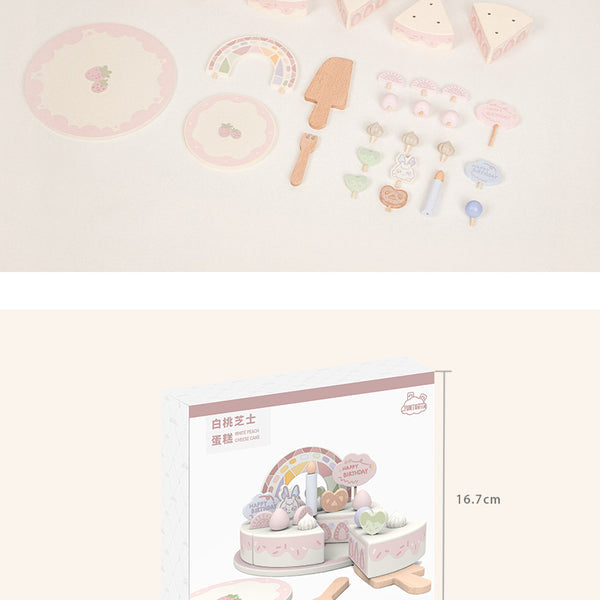 Pastel Wooden Birthday Cake Set | Strawberry & Rainbow Edition