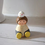 Hand-Carved Wooden Mushroom Doll with Red Balloon FantastiKurios