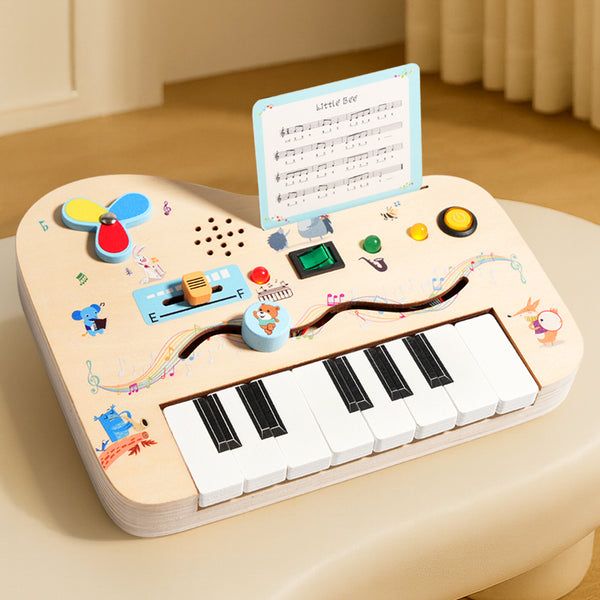 Wooden Piano Busy Board with Musical Lights & Sounds
