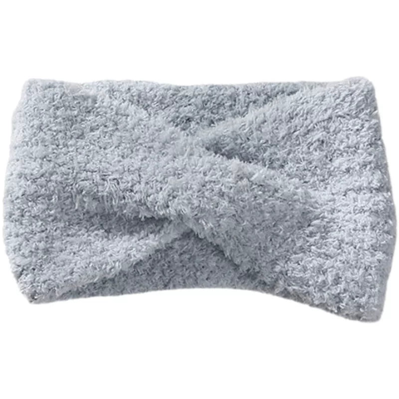 Plush Wide-Brim Cross Knot Hairband