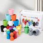 Rainbow Wooden Peg People & Color Matching Cups Set
